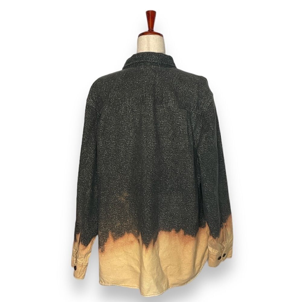 Freedom Foundry Grey Flannel Dip Bleach Dye Button Down Collared Shirt XXL - Picture 2 of 6
